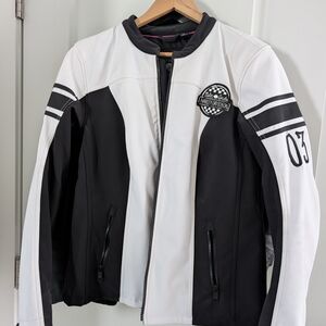 Womens Black and White Motorcycle Jacket